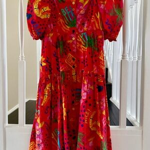 FARM Rio Red Good vibes Midi Dress Size Small NWT